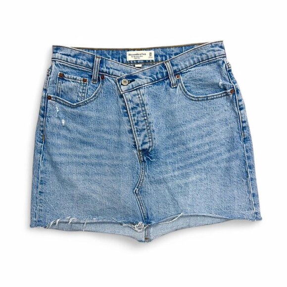 Abercrombie & Fitch The 90’s Micro Mini High Rise Crossover Denim Skirt Size 30” - Picture 1 of 4